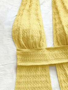 Conjunto de 2 piezas de top halter y shorts de moda para mujer de vacaciones - Amarillo 2 - Ver 4
