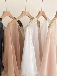 1 chiếc khăn choàng voan mềm, áo khoác cardigan mỏng nhẹ thoáng màu trơn cho nữ, mùa xuân & mùa thu - Nhiều màu - Xem 2