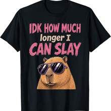 Meme Capybara IDK How Much Longer I Can Slay Teens Funny T-Shirt - Black - View 1