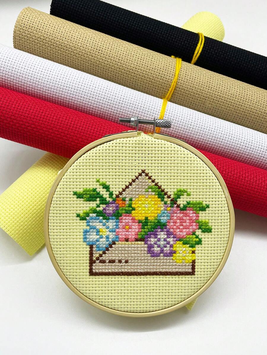 30x45cm Pre-Cut 11ct Cross Stitch Cloth, Suitable For Beginners And Crafters, 5 Classic Colors: Black, White, Red, Yellow, Brown, Meets Most Creation Needs - 30*45cm Medium-grid Fabric - View 1