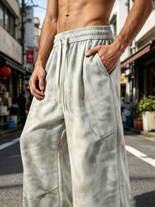Men's American Tie-Dye Print Casual Pants - Grey - View 3