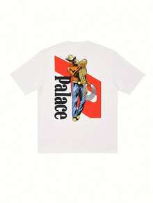 Camiseta de hombre con logo blanco de Palace Skateboard - Diseño icónico de la marca de skateboarding, con el logo y estampado de Palace, camiseta casual de manga corta con cuello redondo, adecuada para la cultura del skateboarding, uso diario y estilo de moda, blusas para mujer, blusas, blusas casuales para mujer, tops para mujer, tops, unisex. - Blanco - Ver 1