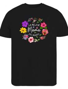 1 Piece "World's Best Grandma" T-Shirt For Grandparents' And Mother's Day, Spanish Grandma T-Shirt, Latin Grandma, 180g 100% Cotton - 黑色 7 - 查看 12