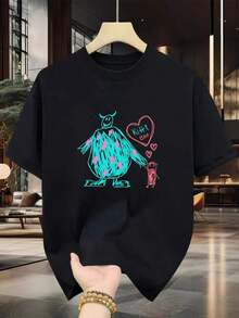 Camiseta de Hombre  algodón - Manga Corta, Cuello Redondo,, Cómoda  Todas las Temporadas, Lavable a Máquina, Ideal  Salidas Diarias, Diseño Circular, Estilo Casual de Verano Muscle Freaks Monsters Inc Sulley Boo - Negro - Ver 8