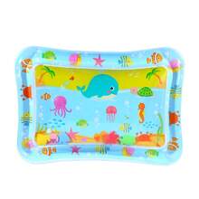 1 pieza Colchoneta inflable de agua para bebés, adecuada para bebés y niños pequeños de 3 a 24 meses, colchoneta portátil de tiempo de barriga rosa, desarrolla la fuerza muscular, criaturas marinas flotantes aleatorias, se requiere supervisión de adultos - Rosa - Ver 4