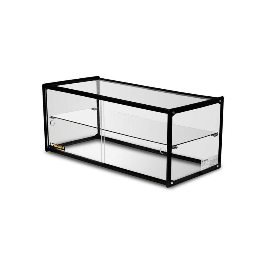 Vitrina Neutra Recta de Mostrador Rhino, 90 L, Vidrio Templado de 5 mm, Bordes de Aluminio, 2 Puertas Traseras, Exhibición Profesional para Panadería, Repostería y Productos de Impulso, VITNEU-90R - 1PC - Ver 1