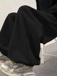 HEYKESON Men's Drawstring Waist Loose Casual Harem Pants, Street Style - Black - View 5