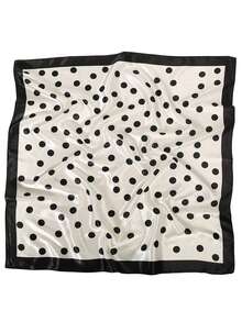 1pc Women's Elegant Casual Polka Dot Satin Scarf/Bandana, Lightweight And Breathable, Suitable For Summer Occasions Like Weddings, Parties, Work, Commuting, Beach Vacations, And Beach Gatherings - White - View 5
