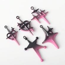 5 件套 Baddie 风格渐变色星形锌合金首饰吊坠 DIY 工艺用品 适用于耳环、项链 - 彩色 - 查看 11