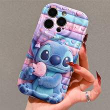 Disney Stitch Phone Case, Official Disney Lilo & Stitch Character Design, Cute Stitch With Heart Balloon On Pastel Background Protective Cover. Compatible With IPhone 17, 16, 15, 14, 13, 12, 11 Pro Series, Featuring Stitch Holding A Polka-Dot Heart Balloon Against Stacked Pastel Layers, Perfect For Disney Fans And Stitch Lovers To Showcase Their Favorite Character, Ideal For Birthdays, Holidays, Anniversaries, Graduation Gifts, Or Any Special Occasion To Surprise Family, Friends, Classmates, And Loved Ones. - White - View 4