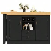 High-End Extendable Bar Table With 360° Rotation And Storage Space, Adjustable Length From 120 To 180 Cm, Ideal For The Living Room, Dining Room, Or Office. Black Extendable Designer Bar Table. - Black - View 5