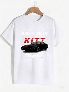 Camiseta vintage K2000 Knight Chariot para hombre, camiseta negra casual de manga corta y cuello redondo, adecuada para uso diario y para atuendos de todas las estaciones, top de estilo vintage con un ajuste cómodo, decorada con un icónico patrón de coche, un regalo perfecto y un artículo coleccionable. - Blanco - Ver 6
