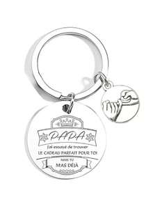 Special Engraved Dad Keychain, With Angel Charm Keychain, Father's Day Gift, Men's Birthday, Father, Stepfather, Grandfather - Silver - View 13