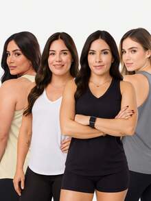 Women's Dry Racerback Tank Top, Plain, Fitness, Walking And Gym - Nude - View 2