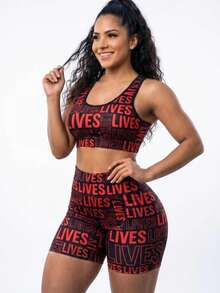 Premium Fitness Gym Set Lives Zero Transparency - 黑色和紅色 - 查看 2
