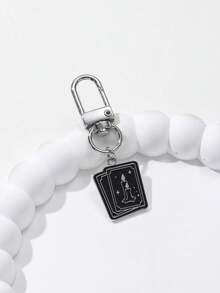1 pieza Llavero de metal con cuervo estilo gótico, cielo estrellado y gota de aceite, regalo único para amigos, accesorio DIY para bolso, colgante de coche - Multicolor - Ver 3