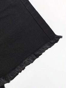 Pantalones cortos vaqueros casuales, estilo minimalista para uso diario - Negro - Ver 4