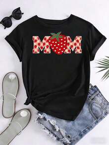 1 camiseta de algodón con estampado de fresas para el Día de la Madre, uso casual, 180g 100% algodón, los estampados están completamente impresos. Unisexo. - Blanco - Ver 10