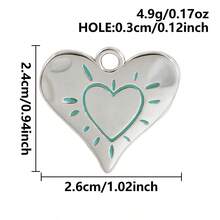 2pcs Pearlescent Blue Enamel Sacred Heart Pendant, 304 Stainless Steel Holy Heart Charm, Jewelry Making Supplies, Vintage Fashionable Charm For Necklace, Earrings, Bracelet, Handbag Personalization, PVD Plated, Unisex - Geometry - View 14