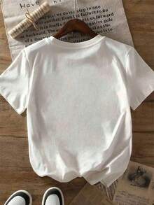 Playera Multicolor con Moño Minimalista estampado- Casual y Versátil VW73 - Blanco - Ver 2