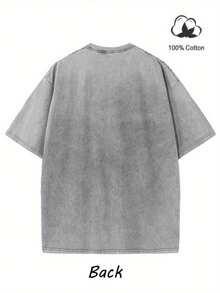 Retro Graphic Tennis T-Shirt, 100% Washed Cotton, Breathable And Machine Washable - Vintage "First Out Here Serving" Print With Tennis Racket And Ball Design, Ribbed Collar, Loose Fit, Casual Sports T-Shirt For All Seasons Comfort, Sporty Style, Athletic Aesthetic, Comfortable Material, Short Sleeve T-Shirt, For Streetwear Lovers - 淺灰色 - 查看 2