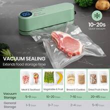 Mini Vacuum Sealer For Food, 3 In 1 Cordless Rechargeable Food Sealer For Dry/Moist Food Storage With 4 Snack Bags, Heat Sealer For Chip Bags, Inflation Pump For Balls/Swim Ring Gift - Green - 預設 - 查看 3