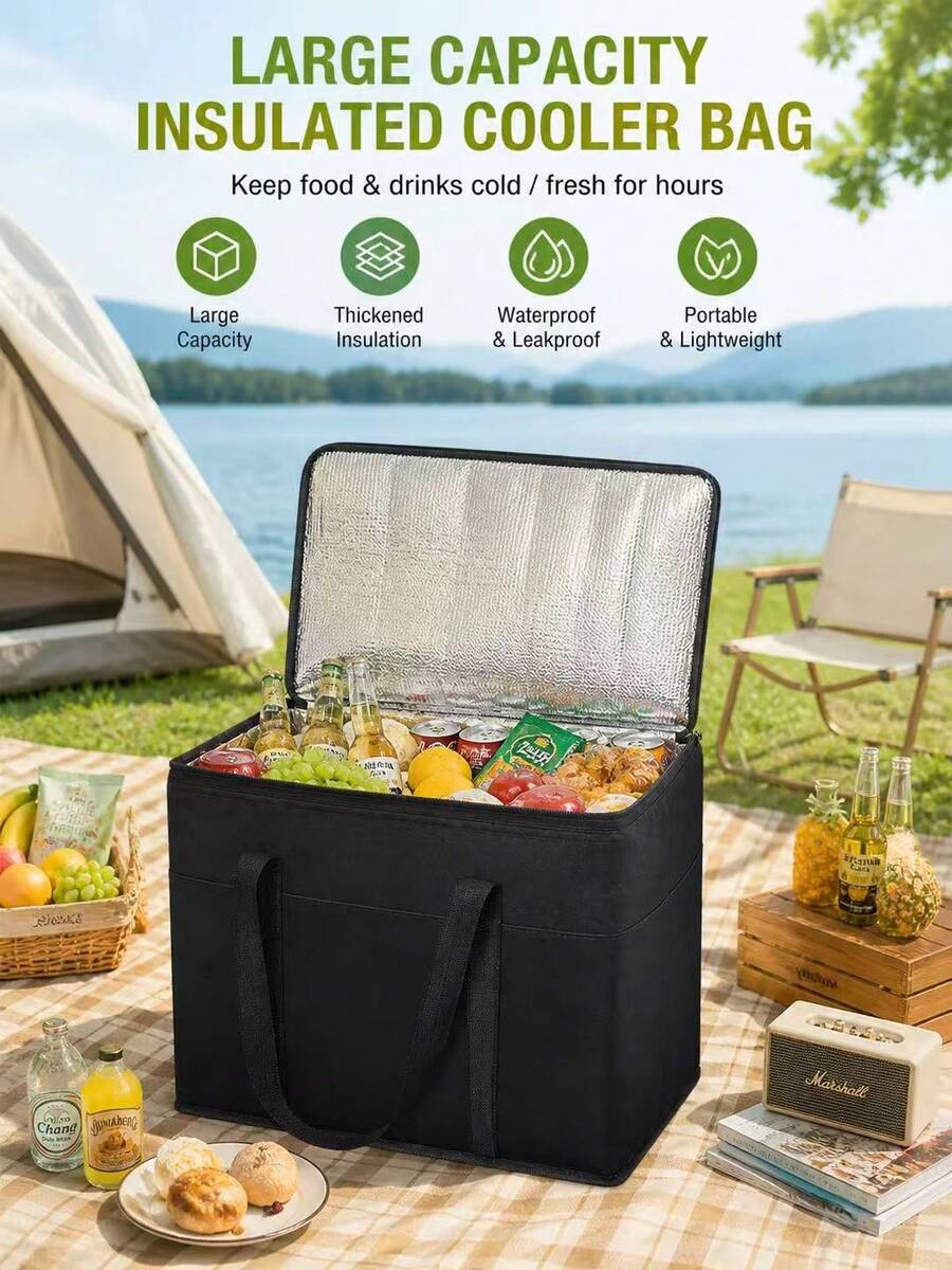 2/1pc Insulated Cooler Bag, Portable Waterproof Tote For Camping, Picnic, Beach & RV Trips, Large Capacity For Beer, Drinks & Cocktails, Great For Parties, Graduation, Back To School & World Cup, Ideal Gift