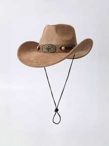 Faux Suede Western Cowboy Hat, Wide Brim Vintage Cowgirl Hat For Men, Classic Sun Hat With Bull Head Decor, Suitable For Beach, Festival, Daily Wear, Outdoor,Holiday,Travel - Suede Yellow Beaded Cow Hat - View 9