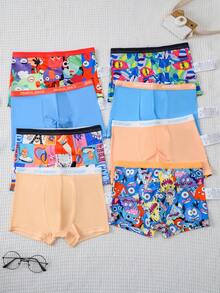 Set de 8 calzoncillos tipo bóxer con estampado minimalista de grafiti y animal para niños preadolescentes - Multicolor - Ver 2