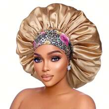 CONFLASS 3/1pc Wide Brim Satin Floral Print Sleep Cap With Wide Elastic Band, Suitable For Braided, Curly, Straight Hair Women's Sleep Cap, Daily Wear - Multicolor - View 6
