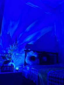 1 pieza Lámpara proyector de Luces del Norte LED, con control remoto, 7 modos de color, alimentado por USB, diseño portátil, adecuado para dormitorio, fiesta, decoración navideña, decoración de estudio, iluminación moderna - Multicolor - Ver 2