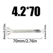 50pcs Zinc-Plated Carbon Steel Self Tapping Screws,#8/M4.2 Flat Head Cross Groove Metal Plate Fully Threaded, Right Hand Thread Direction Screws,For Metal Sheet, Wood, Gypsum Board Labor Day Gifts For Men - A - View 19
