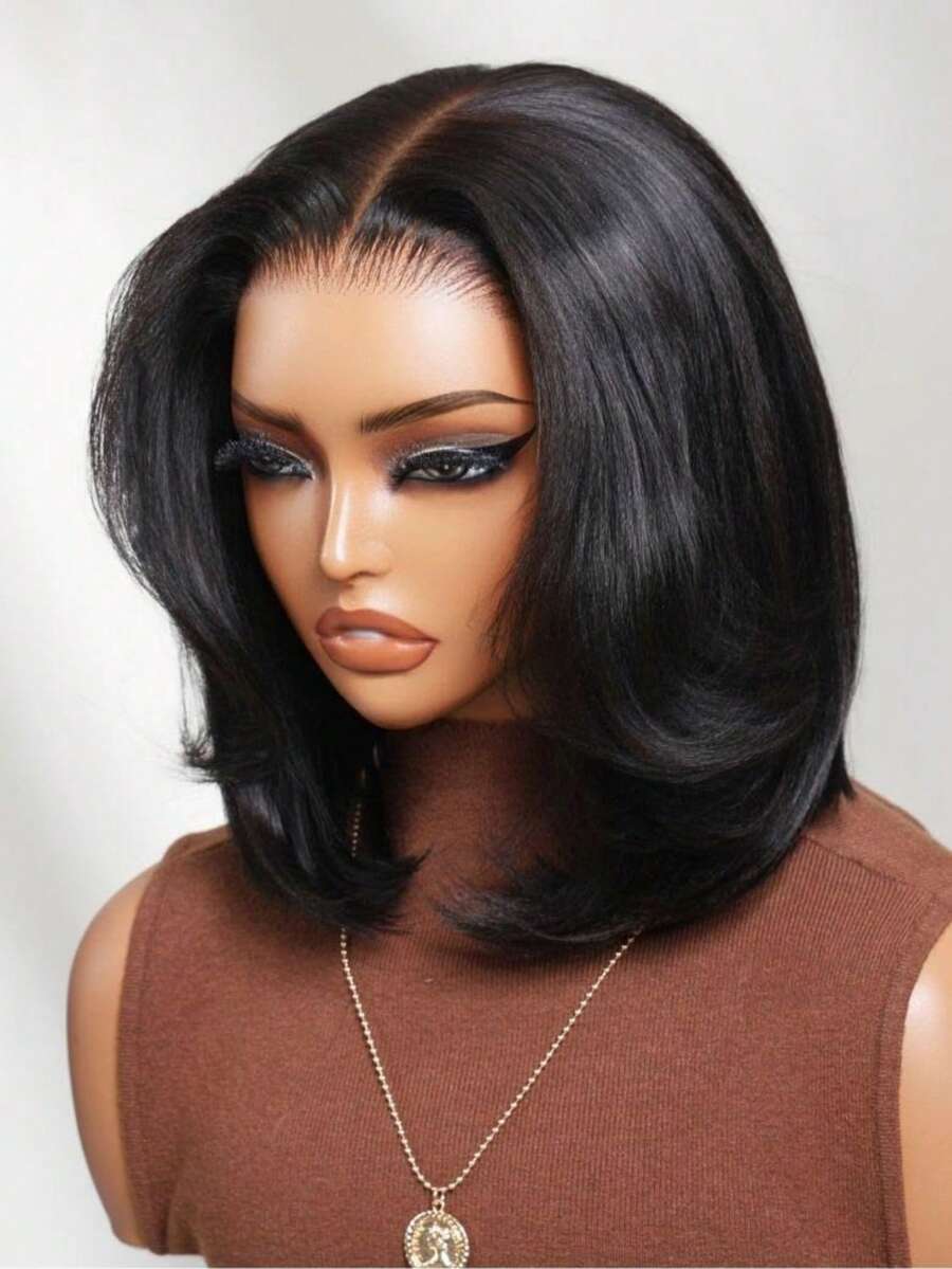 Uveous Short Bob 13x4 Lace Front Wigs Human Hair Pre Plucked With Baby Hair 13x4 Body Wave HD Transparent Lace Front Human Hair Wigs For Women Natural Color 250% Density - Natural Black - 查看 1