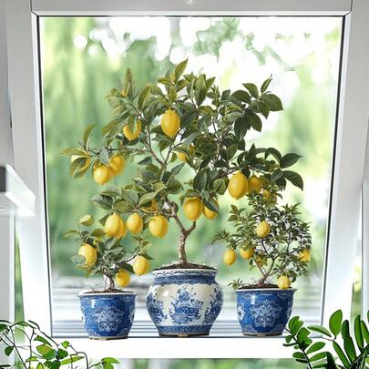 1 miếng dán cửa sổ hình cây chanh bonsai phong cách Trung Hoa cổ điển, không cần keo, có thể tái sử dụng, làm bằng nhựa PVC hút tĩnh điện, thích hợp cho phòng ngủ, văn phòng, nhà bếp, phòng tắm và trang trí nhà cửa.
