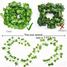 Artificial Green Ivy Leaf Rattan Creeper Leaves Vine Hanging Garland DIY Fake Flowers Plants For Garden Wedding Party Home Decor - 西瓜 - 查看 6