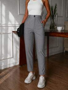 Women's Fashion Wide-Leg Carrot Pants, Casual Nine-Point Pants - Xám - Xem 3