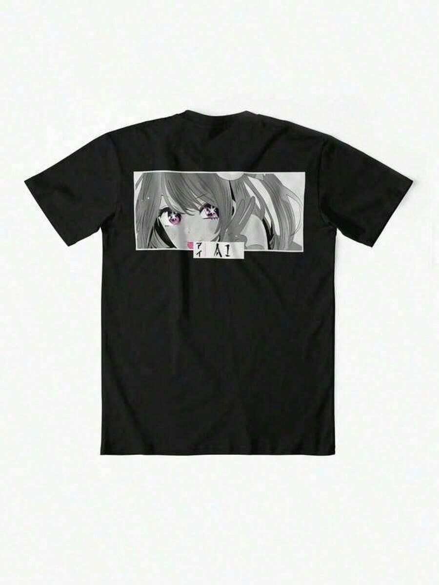 Unisex Graphic T-Shirt With Eye-Catching Prints, Ideal For Men And Women. This Black And White Japanese-Style T-Shirt Features An Anime-Inspired Design With The Eyes Of An AI Idol. Made From Soft Cotton, It Has Short Sleeves And A Crew Neck With Expressive Pink Details On The Eyes And The "IA" Lettering. Suitable For Casual Daily Wear, Sports, Travel, And As An Anime Fan Outfit. It's A Comfortable, Breathable Fabric With A Unisex Style, Perfect For Summer. This Standard-Fit Summer T-Shirt Is Ideal For Men. - 白色 - 查看 1