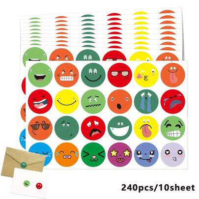 240 piezas/10 hojas Pegatinas de 1 pulgada, 24 patrones Pegatinas increíbles Wow para papelería, mochilas, patinetas, capacitación de maestros, etiquetas de dibujos animados, horneado de pasteles, sobres, manualidades, scrapbooking, pegatinas de sellado