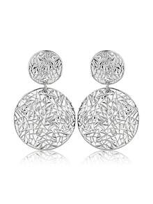 Pendientes circulares con patrón asimétrico exagerado y personalizado de estilo retro - Pendientes geométricos versátiles y de moda - aretes de aro - Ver 8