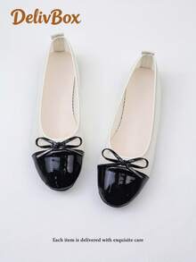Schwarze Mesh-Ballerinas mit Schleife für Mädchen, atmungsaktive, praktische Pendlerschuhe - Schwarz und Weiss - Übersicht 4