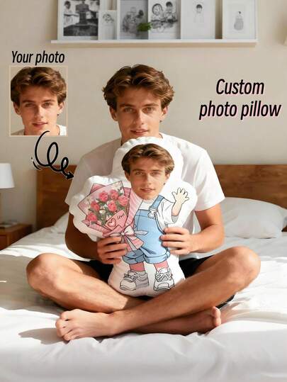1 pieza Almohada personalizada con foto, almohada decorativa con forma personalizada, regalo divertido para la pareja, almohada con foto de dibujos animados, almohada decorativa con flores y corazón, regalo único para novio/novia/esposo/esposa, Día de San Valentín, para la familia, decoraciones para fiesta de Sweet 16