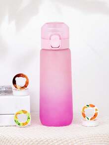 1 pieza Botella de agua con degradado con 1 sabor aleatorio de cápsulas perfumadas, botella de agua sin azúcar ni calorías con pajita para exteriores, a prueba de fugas para gimnasio, correr, deportes, adecuada para deportes al aire libre - Multicolor - Ver 7