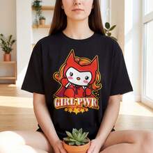 UniS1ex Cute Cartoon T1EE, Kawaii Animal Theme, Pastel Graphic Design, j1apan Pop Culture, Gift for T1EEns, Anime Streetwear, Cotton Top.JPG - Negro - Ver 1