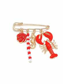 1pc Fashionable Exaggerated Crayfish, Seahorse, Floral Brooch With Ocean Animal Elements, Versatile Waist Cincher Pin, Unisex Jewelry Gift For Daily, Party, Holiday, Vacation Decoration - Multicolor - View 4