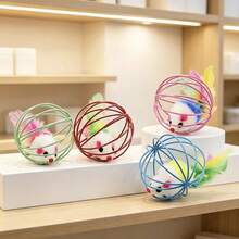4pcs/Set Colorful Feather Plush Mouse Cat Toys, Realistic Mouse Toys For Self-Entertainment, Random Color - Multicolor - View 2