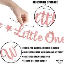 QGlitter Welcome Little One Banner - 10 Feet No DIY Rose Gold Welcome Home Baby Girl Welcome Home Banner For Gender Reveal Decorations Gender Neutral Baby Shower Decorations For Girl1 - 粉色 - 查看 5