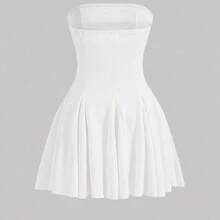 MOD Women's Music Festival White Strapless Flare White Dress,White Graduation Dress - Blanco - Ver 3