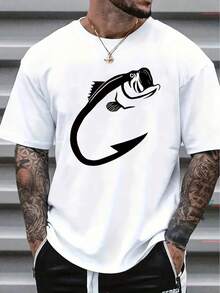 Camiseta de Hombre Seabass Cómoda Cuello Redondo Casual Algodón Mangas Cortas Suave Transpirable Top Ropa de Hombre Camiseta Verano Primavera Moda Callejera Tela de Algodón Impresión de Letras - Blanco - Ver 3