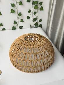 1 pieza Pantalla de lámpara colgante semicircular de ratán hecha a mano, accesorio de decoración de techo vintage, sin necesidad de energía o batería, adecuado para otros regalos de fiesta/otras pantallas de luz de utensilios de cocina - Semicircular - Ver 14