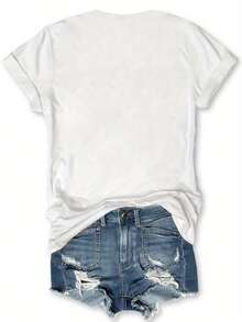 Camiseta de manga corta con estampado de letras - Blanco - Ver 2